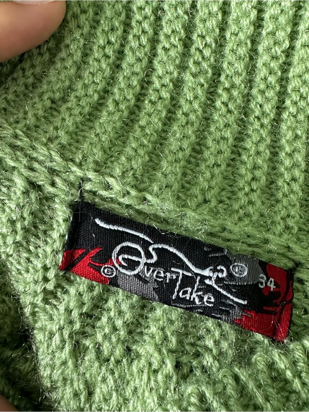 Vintage Y2K Fairycore Overtake Sage Green knit cardigan with button-up front - Picture 6 of 6